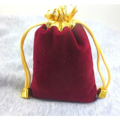 7*9cm 30pcs Phnom Penh Wine Red Jewelry Velvet Bags For Packing Gift Handmade Diy Women Jewellery Pouches Flannel Bag Drawstring