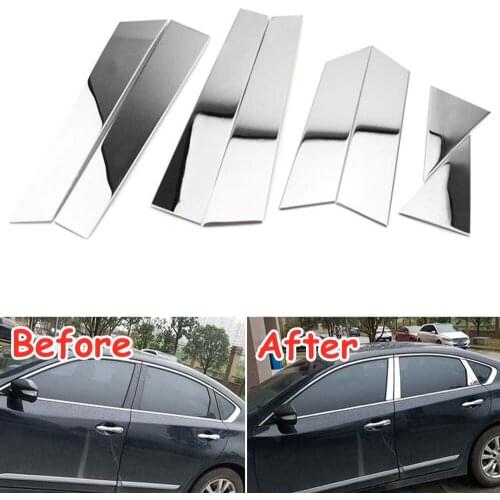 8Pcs Stainless Steel Car Accessory For Nissan Altima 2013-2018 Car Window Pillar Trim Car Styling Mouldings
