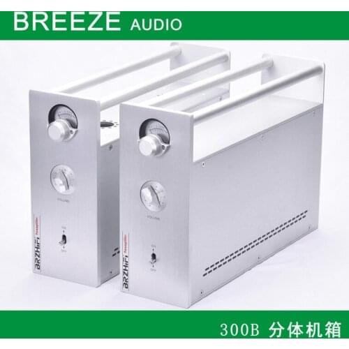 1 pair Swiss style luxury Aluminum 300B pumpkin Split amplifier case with VU meter head