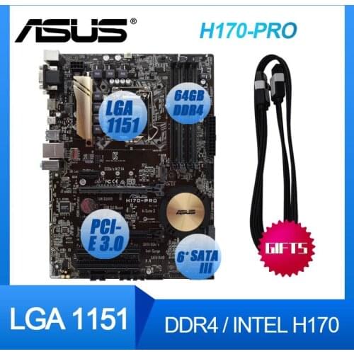 ASUS H170-PRO PC Gaming LGA 1151 Intel H170 HDMI SATA 6Gb/s USB 3.1 M.2 ATX Intel Desktop Motherboard Set Mainboard Kit