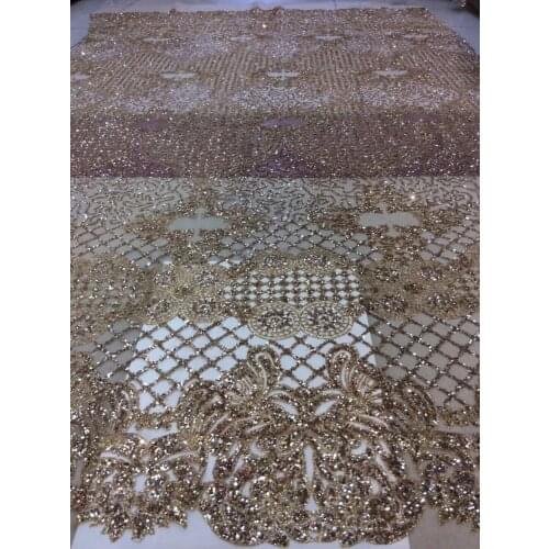 Sparkly african sequins tulle mesh fabric glued glitter sequins lace fabric SYJ-101125 for party dress