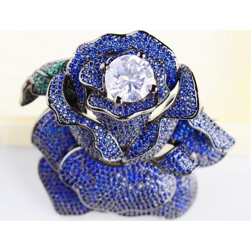 Big Top Grade Beautiful Cubic Zirconia Pave Rose Flower Brooch Pin/connectors