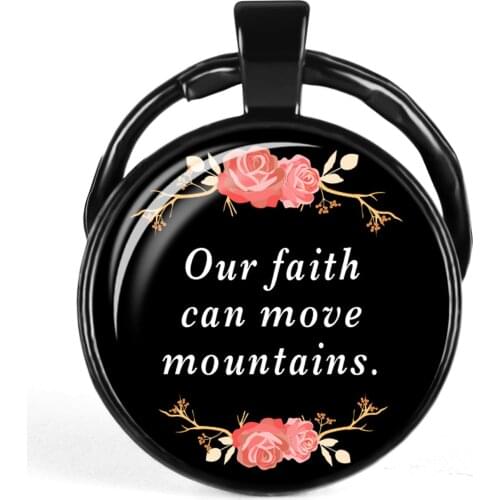 I Will Walk By Faith Even When I Can Not See Keychain Bible Verse Quote Keychains Glass Cabochon Handmade Jewelry For Woman