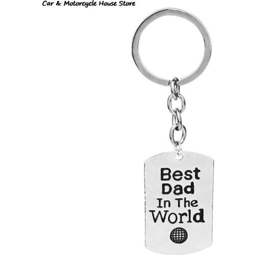 Keychain Best Dad In The World Keyring Family Fathers Day Gifts Men Auto Daddy Presents Mens Car Key Charm Pendant