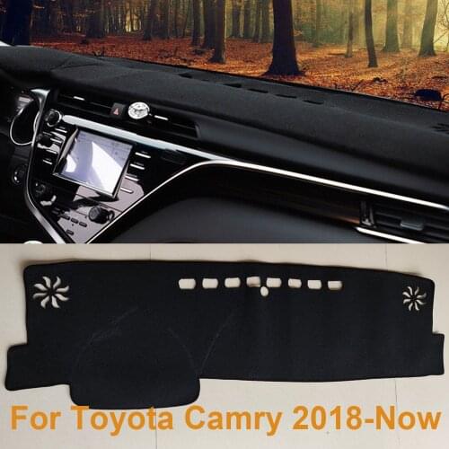 Black Anti-Slip Mat For Toyota Camry 2018 2019 2020 No HUD DashMat Sun Dashboard Mat Cover Pad Car Interio