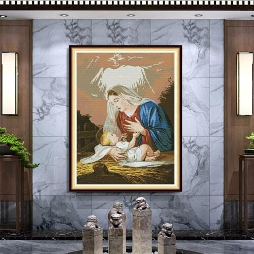Virgin and child Cross Stitch 11CT DMC Pattern printed on fabric 14CT DIY Character series Embroidery Sets Needlework kits Craft