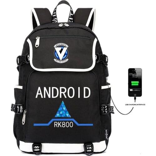 Detroit Become Human Designer Bookbag 15.6 inch laptop backpack for Women Men School Bag Female Male Travel Mochila