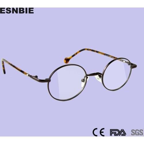 ESNBIE High Quality Alloy Metal Round Glasses Frame For Women Gold Men Vintage Oval Clear Lens Fashionable Spectacle Frames