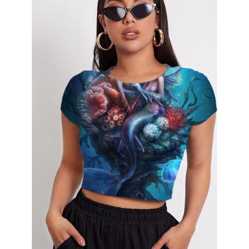 3d Tshirt Mermaid T-shirt Women Animal Shirt Print Ocean Tshirt Printed Harajuku T-shirts 3d Womens Clothing Hip Hop Short Slim