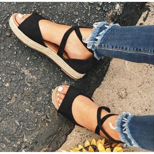 Gladyatör kadın sandalet 2021 düz renk Peep Toe Platform sandaletler yaz Flats ayakkabı rahat rahat bayan fermuar ayakkabı