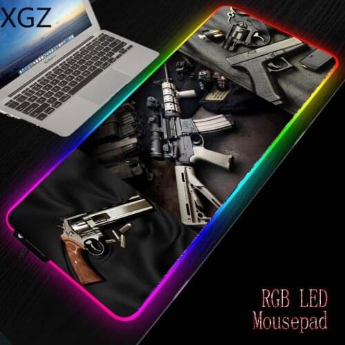 RGB Gun Gaming Mouse Pad RGB Large Gamer Mousepad USB LED Lighting Backlit Rainbow Computer Mat Keyboard Desk Pad for CSGO XXL