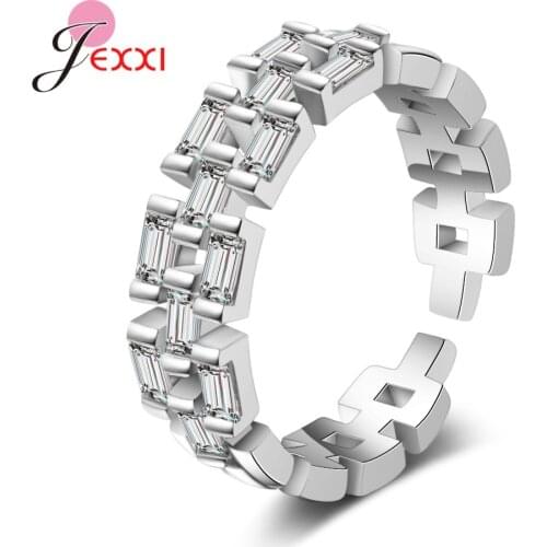 Beautiful AAA Austria Zircon Luxury 925 Sterling Silver Opening Rings Wedding Engagement For Women Lady Bijoux Anillos Mujer