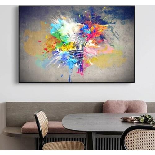 Colorful Light Bulb Canvas Painting Abstract Street Graffiti Art Posters and Prints Wall Art Pictures for Living Room Home Decor