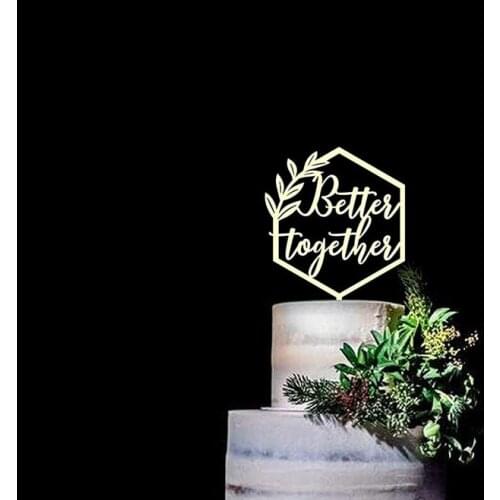Better Together wedding cake topper, Geometric cake topper For Wedding, Rustic Wedding Decor, Engagement Party Cake Topper