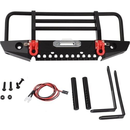 Metal Front Bumper with Two Hooks for 1/10 TRAXXAS TRX4 Defender SCX10 90046 RC Car Parts Accessories