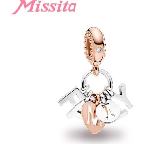 MISSITA Women Family Letter Pattern Charm fit Brand Bracelets & Necklaces for Jewelry Making Ladies Jewelry Accessories