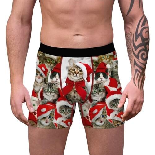 Mens Humorous Underwear 3D Cat Print Funny Boxers Man Breathable Panties Shorts Brand Underpants Sexy Male Novelty Boxer Shorts