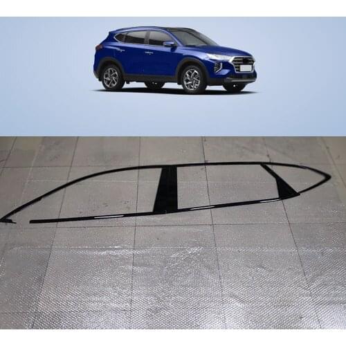 For Hyundai Tucson 2019 2020 Car Styling Sticker Stainless Steel Glass Window Garnish Pillar Middle Column Trim Piano Black Part