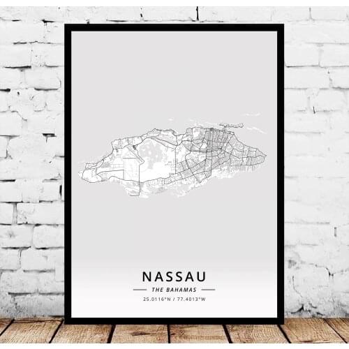 Nassau The Bahamas Map Poster