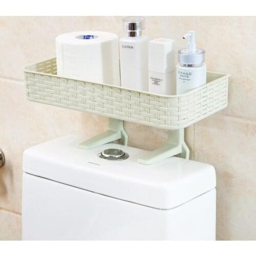 Free Punch Bathroom Rack Wall Hanging Bathroom Supplies Suction Wall Toilet Plastic Storage Rack Bathroom Organizer