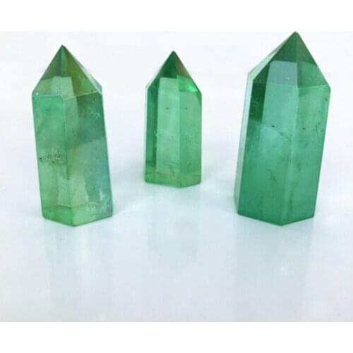 Natural 40-50MM green Titanium Aura quartz Obelisk wand point Healing Crystal Tower