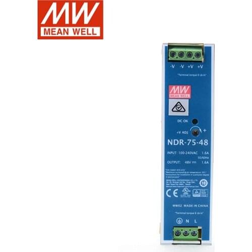 NDR-75-48 MEAN WELL 75W 48V DIN Rail Switching Power Supply 110V/220V AC to 48V DC 1.6A Industrial Power Unit PSU Transformer