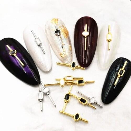 100pcs new golden silver alloy Nail art Jewelry Long metal stick Nail art decoration alloy nail art accessories nail art ornamen