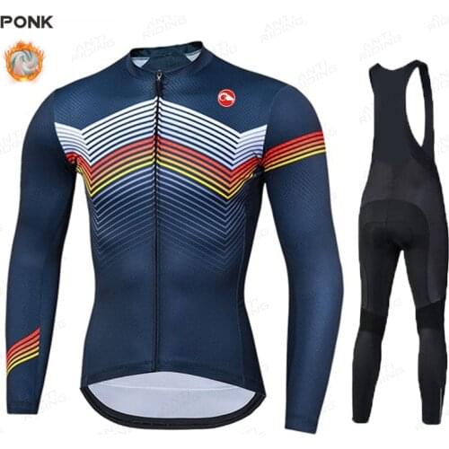 2022 New Pro Cycling Jerseys Set Winter Thermal Fleece Long Sleeve Coat Riding Bike Jacket Cycling Suits Set Ropa Ciclismo