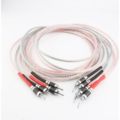 New Pair Valhalla Series Hifi speaker cable Carbon Fiber banana to banana Plug Loudspeaker Audio Cable