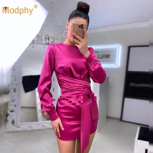 2021 Spring and Autumn New Womens O-neck Lace-Up Bowknot Long Sleeve Bodycon Dress Elegant Club Evening Party Dress Vestidos