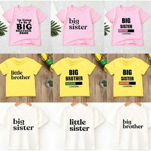 New Arrivals Little Sister Big Brother Printing Girls Clothes Harajuku Baby Girl Shirts Short Sleeve Boys T Shirts Kids T-shirt