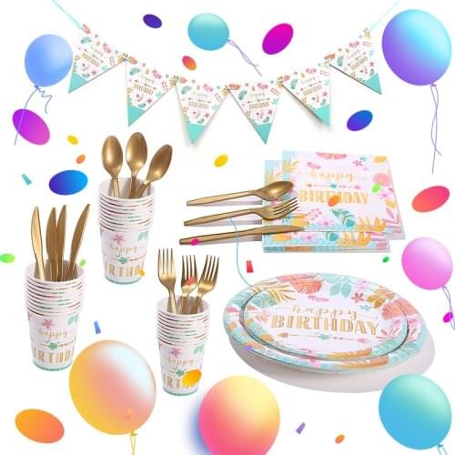 Disposable tableware napkin paper plate straws party supplies birthday party decoration baby shower party colorful