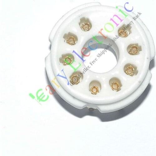 Wholesale and retail 8pcs 9pin PCB GOLD Ceramic vacuum tube sockets valve base EL519 EL504 audio amp free shipping