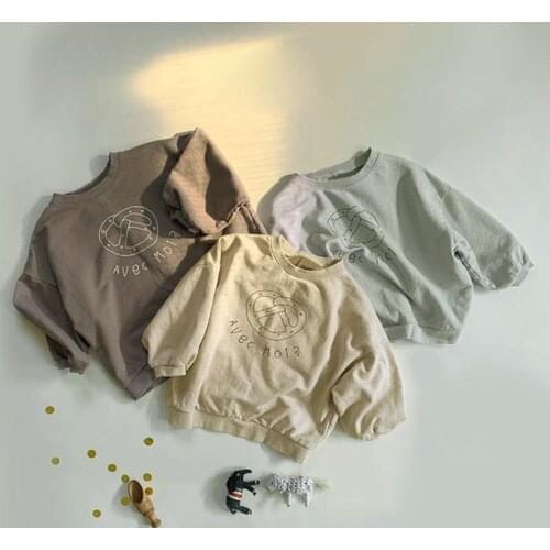 2020 autumn Korean childrens clothing new boys and girls fashion simple print pullover long sleeve casual T-shirt