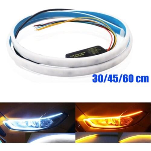 2PCS 12V Car Motorcycle LED Light Lamp Strip Flow Lights Car Daytime Running Light Turn Signal Flexible Waterproof Soft Tube
