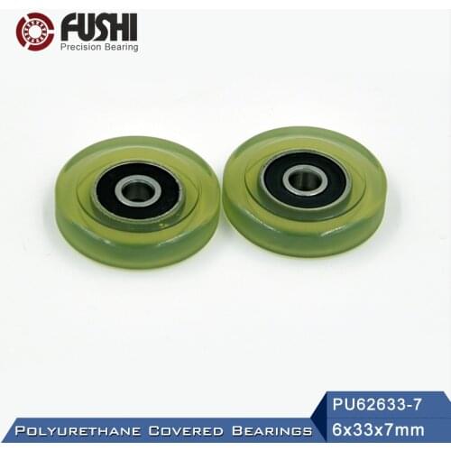 PU 626 Polyurethane Covered Bearing 6*33*7 mm ( 2 Pcs ) Shaft 6mm PU62633-7 Urethane Cover PU626 Bearings