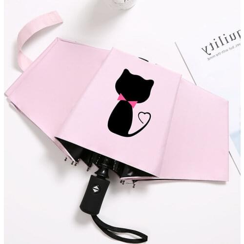 Full-automatic Cartoon Umbrella Female Sunny And Rainy Dual-purpose Folding Sunscreen UV-proof Girl Heart Ins Big Parasol