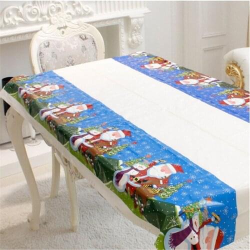 Christmas Disposable Tablecloth Festive Rectangle Oblong Table Cloth Xmas Tableware Dining Kitchen Table Cover 180*110cm