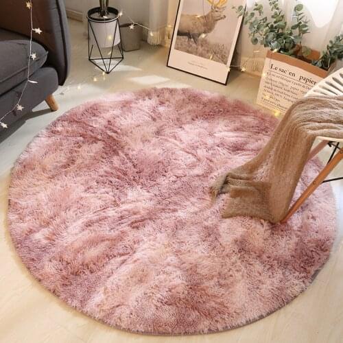 Pink Round Carpet Nordic Gradient Colorful Rug For Baby Living Room Bedroom Rugs Fur Mats Large Size Floor Mat Customized