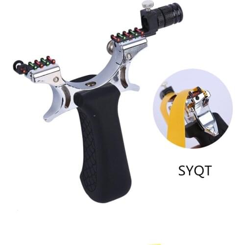 Handle Alloy Steel Fiber Optic Spring Pressing Rubber Band Outdoor Hunting Competitive Launch Slingshot Toys For Boys