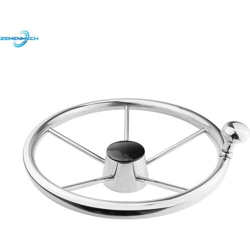 13-1/2'' 342mm Steering Wheel 316 Stainless Steel Marine Grade 5 Spokes 25 Degree with Knob Marine Boat Yacht Accessories Hot