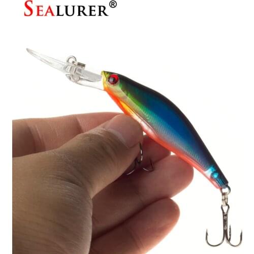 SEALURER 1Pcs Laser Wobblers Fishing Tackle 3D Eyes Sinking Minnow Fishing Lure Crankbait 6# hook