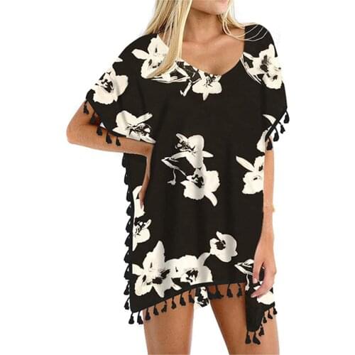 Sexy Bikini Cover Up Tassels Beach Mini Dress Women Swim Suit Bathing Suit Cover Up Tunic Sarongs Blouses Swimwear Pareo Tops