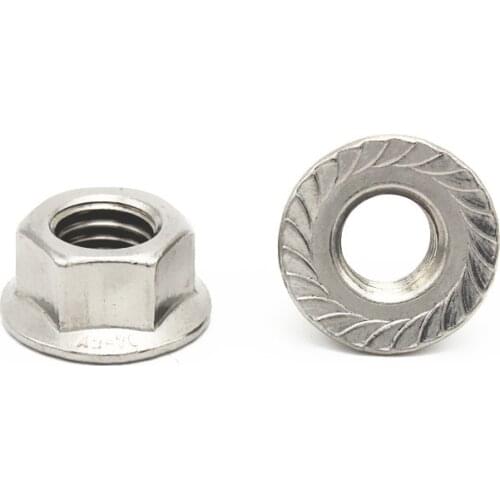M3/M4/M5-M16 304 Stainless Steel DIN6923 Hexagon Flange Nuts Pinking Slip Locking Antiskid Lock Skid Nut