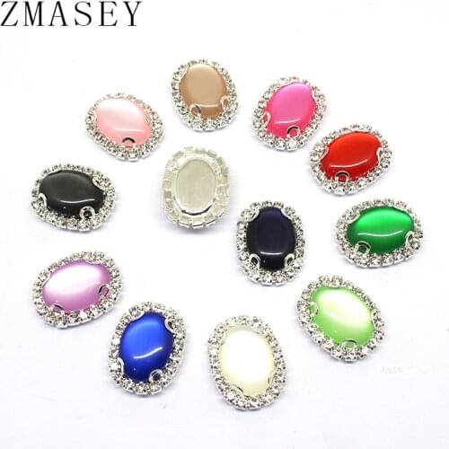Sewing Accessories! 10Pcs 20*25MM Oval Resin Rhinestone Buttons, Hand-Sewn Jewelry, DIY Hair Accessories Embellishment Crafts