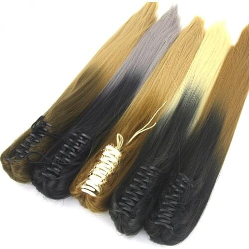 Soowee 60cm Long Straight Hairpieces Black To Blonde Clip In Hair Extensions Synthetic Hair Claw Ponytail Little Pony Tail