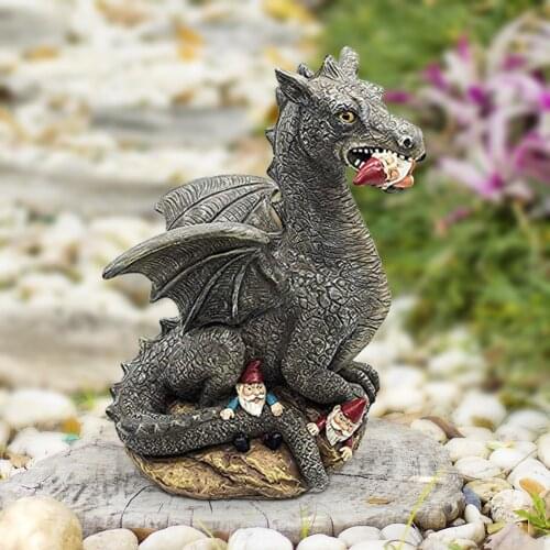 Dinosaur Statue Garden Decoration Ornament Resin Eating Gnome Animal Statue Home Decor Dragon Sculpture Yard Crafts Figurines
