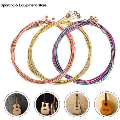6Pcs/pack Acoustic Guitar Strings Rainbow Colorful Guitar Strings E-A for Acoustic Folk