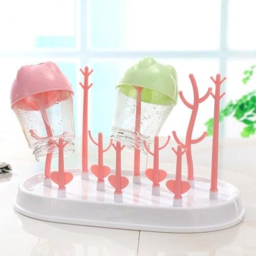 Baby Bottle Drying Rack Baby Bottle Rack Tree Straight Stlye Cleaning Dryer Drainer red white green