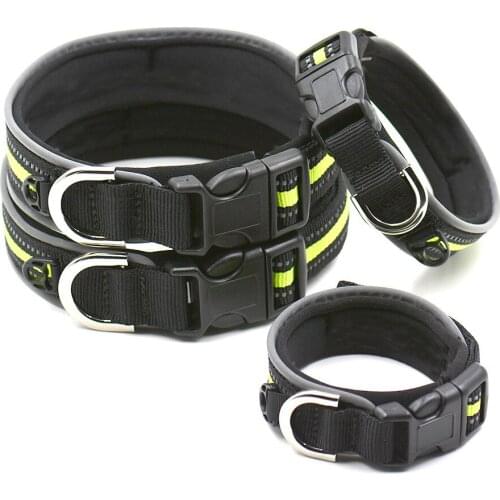Luminous Pet Dog Collar Reflective Nylon Training Collars Cats Dogs Adjustable Leash with Velcro Pets Safety Walking Supplies